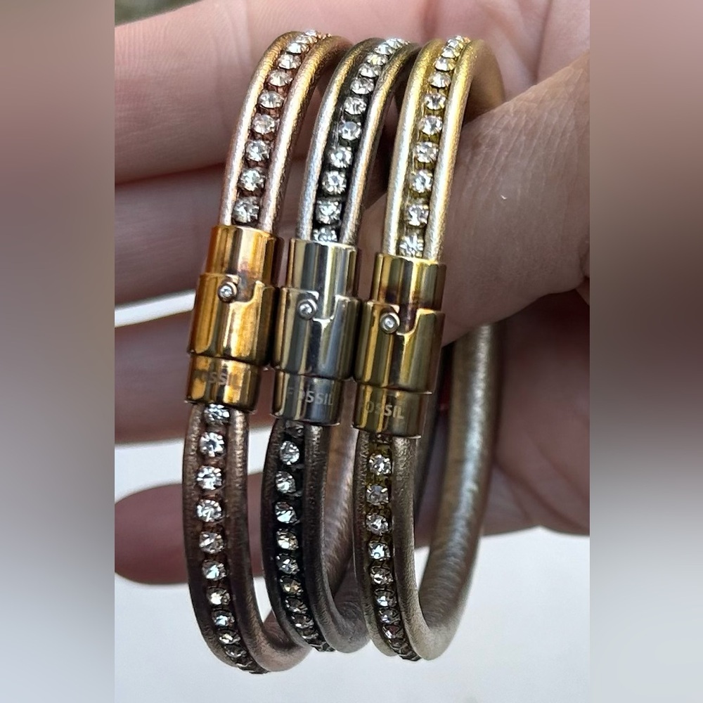 FOSSIL 3 Leather Wrap Bracelets